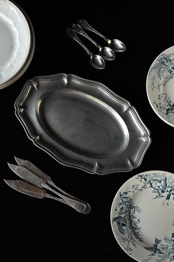 フランス18/19世紀 キズキズ イニシャル エタン皿 アンティーク