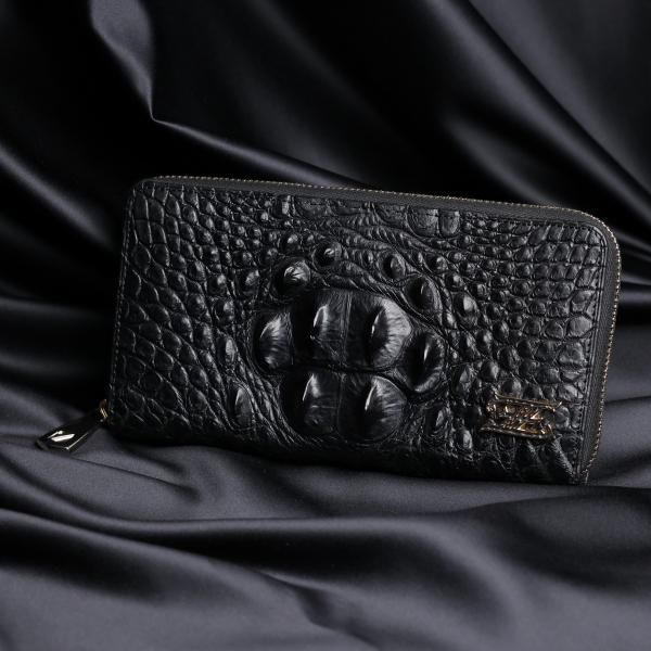 ホーンバッククロコダイル シングルファスナー - クロコダイル・ワニ革