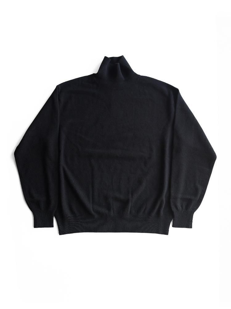 AURALEE men's / BABY CASHMERE KNIT TURTLE (TOP BLACK) - TROUPE
