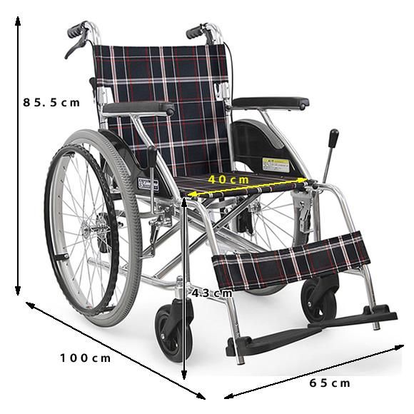 自走用車椅子KV22－40SB背折れ・介助ブレーキ付・ノーパンク