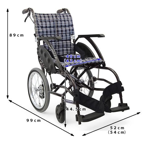 介助用車椅子WA16－40（42）S背折れ・介助ブレーキ付