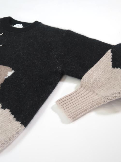 HERILL カシミヤ ジャカードセーター(トナカイ/ブラック)【ユニ