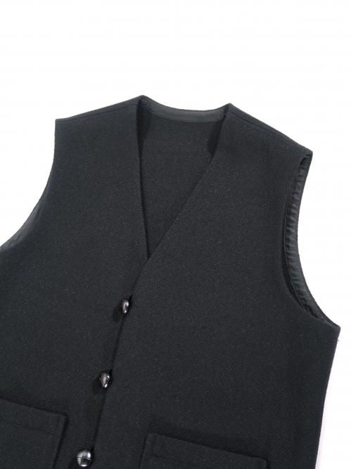 HERILL Cashmere linen mat Chimayo vest(Black)【ユニセックス