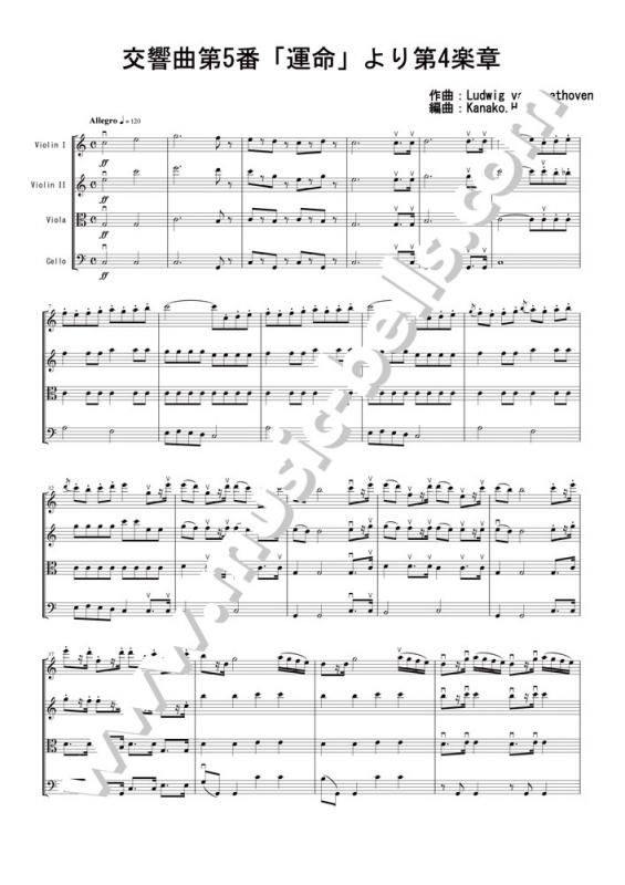 ベートーヴェン 交響曲第5番「運命」より第4楽章 弦楽四重奏（Kanako