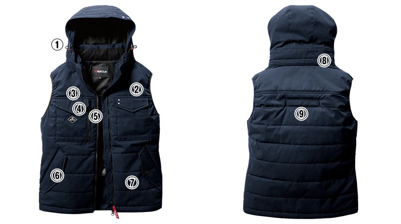 バートル 5054 [秋冬用]防寒ベスト(大型フード付き) サーモクラフト