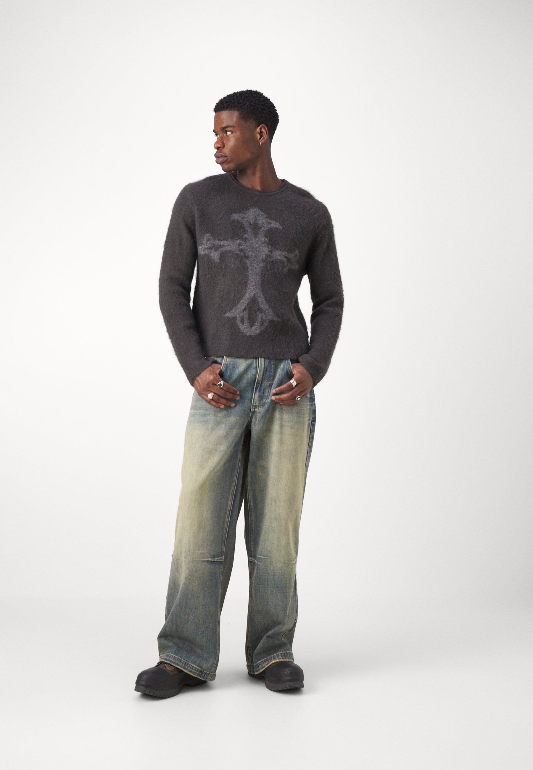 Jaded London BRUSHED CROSS INTARSIA - Jumper - black - Zalando.co.uk