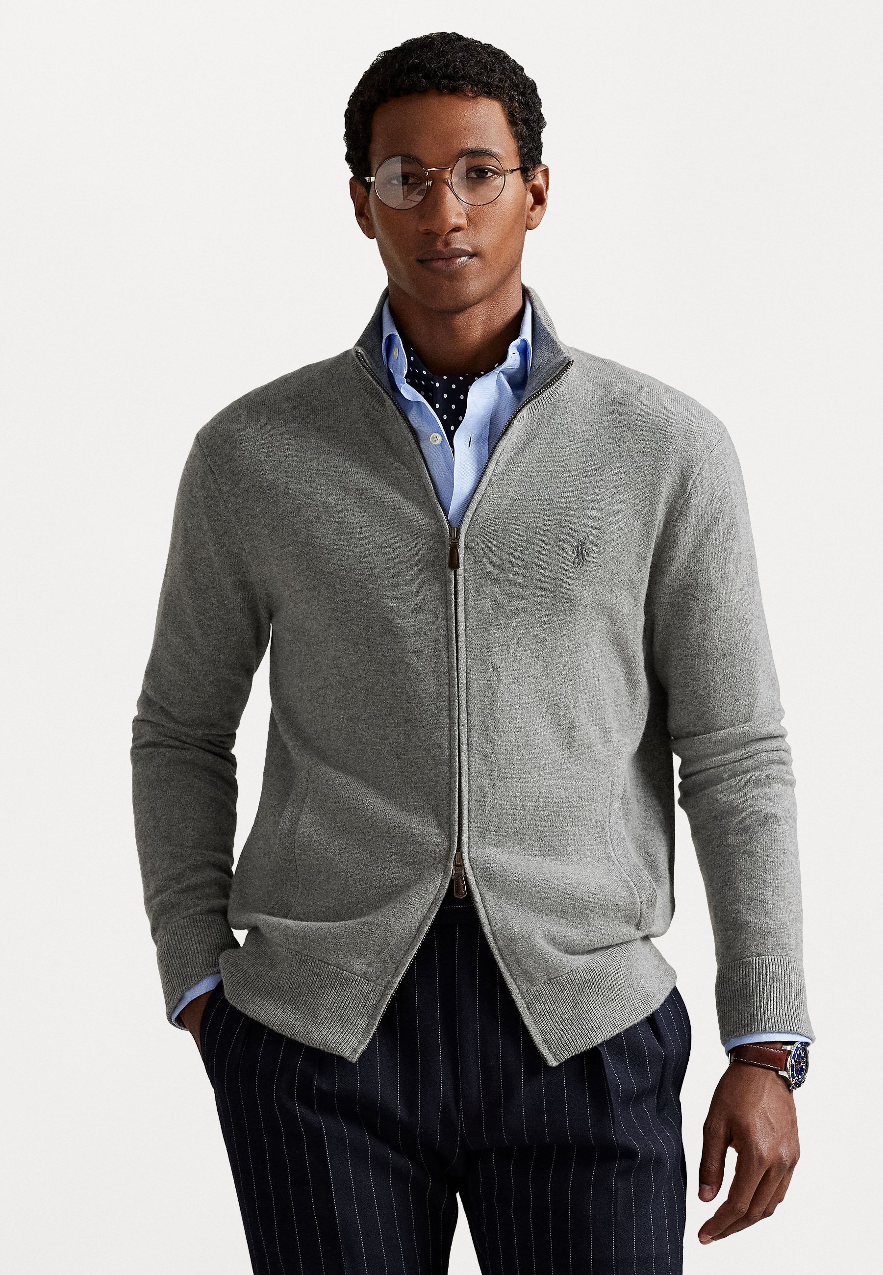 Polo Ralph Lauren WOOL FULL-ZIP SWEATER - Cardigan - fawn grey