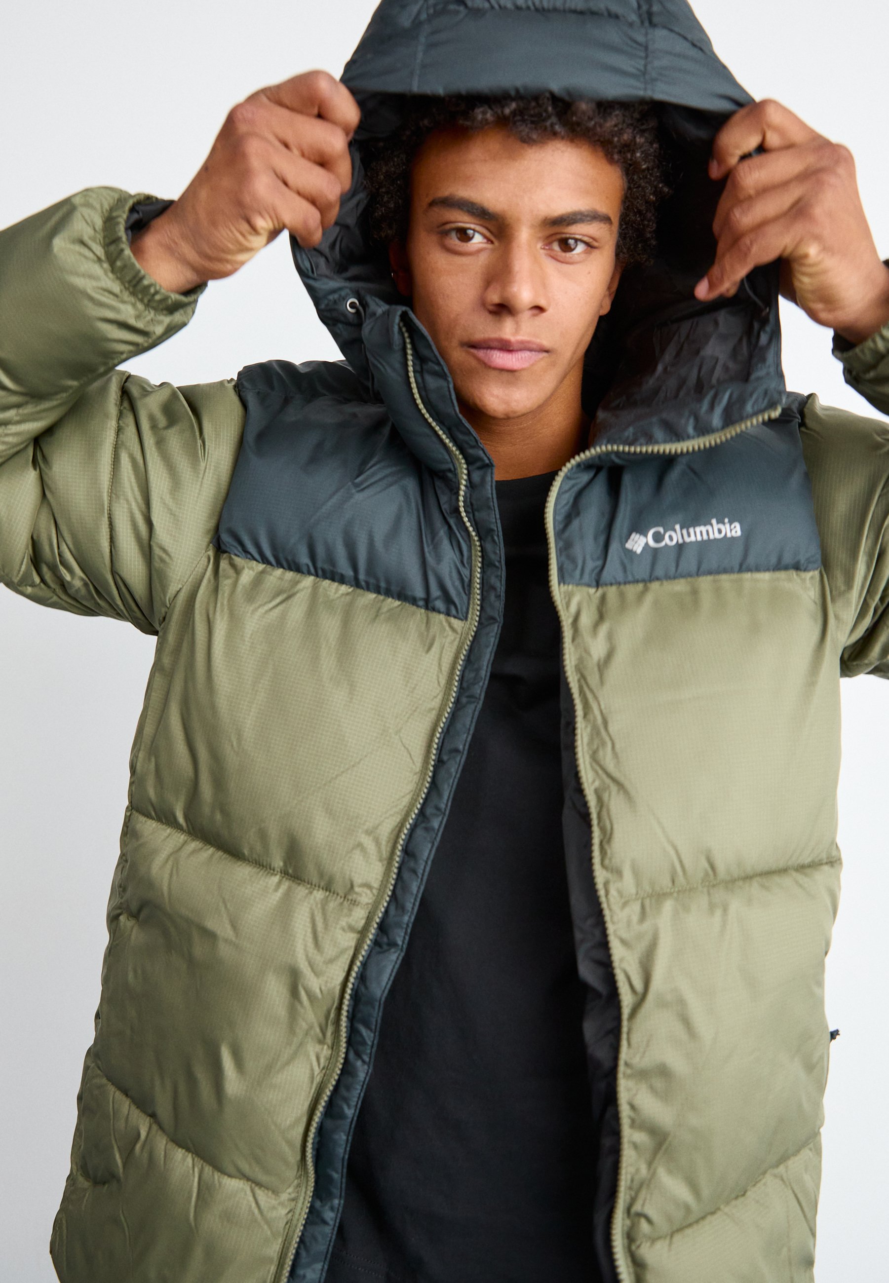 Columbia PUFFECT HOODED JACKET - Winterjacke - stone green/black