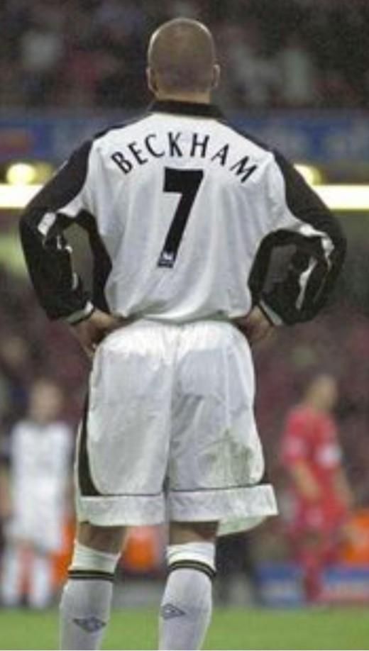 マンチェスターU（AWAY 100周年）01/02 長袖 ベッカム＃7 +