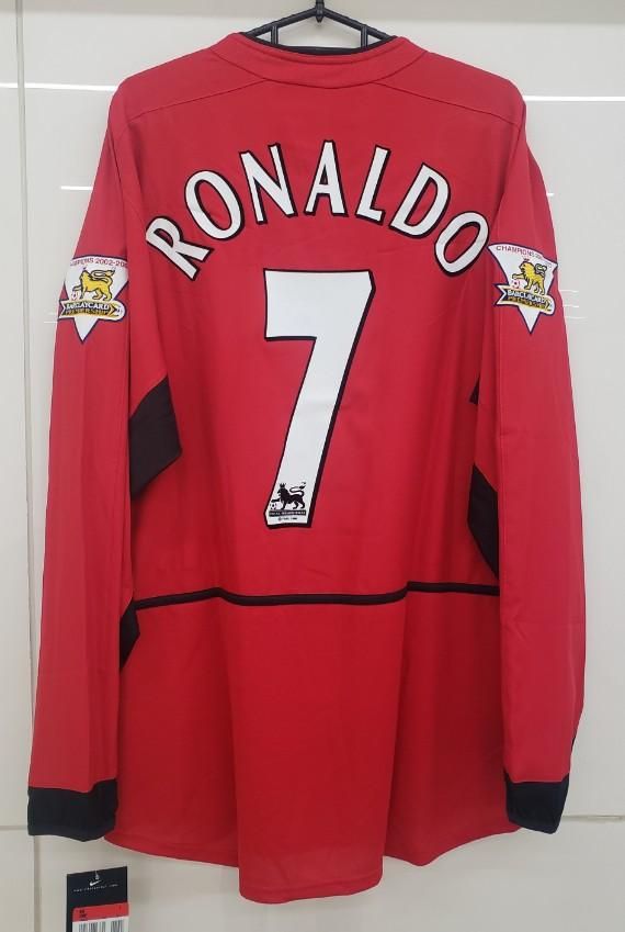 マンチェスターU（H）長袖 03/04 ロナウド＃7 + EPL パッチ付き。
