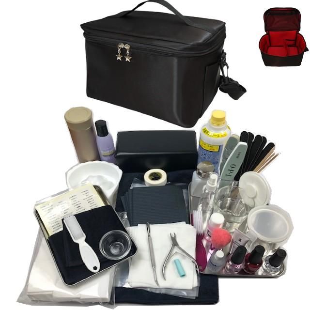 中古・抜けあり】ネイル検定用品収納バッグ ブラック グッズセット