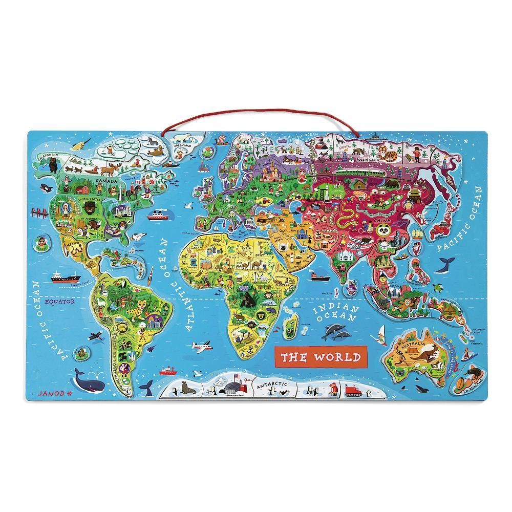 Janod ジャノー]パズル・ワールドマップ - 木のおもちゃ 赤ちゃんの