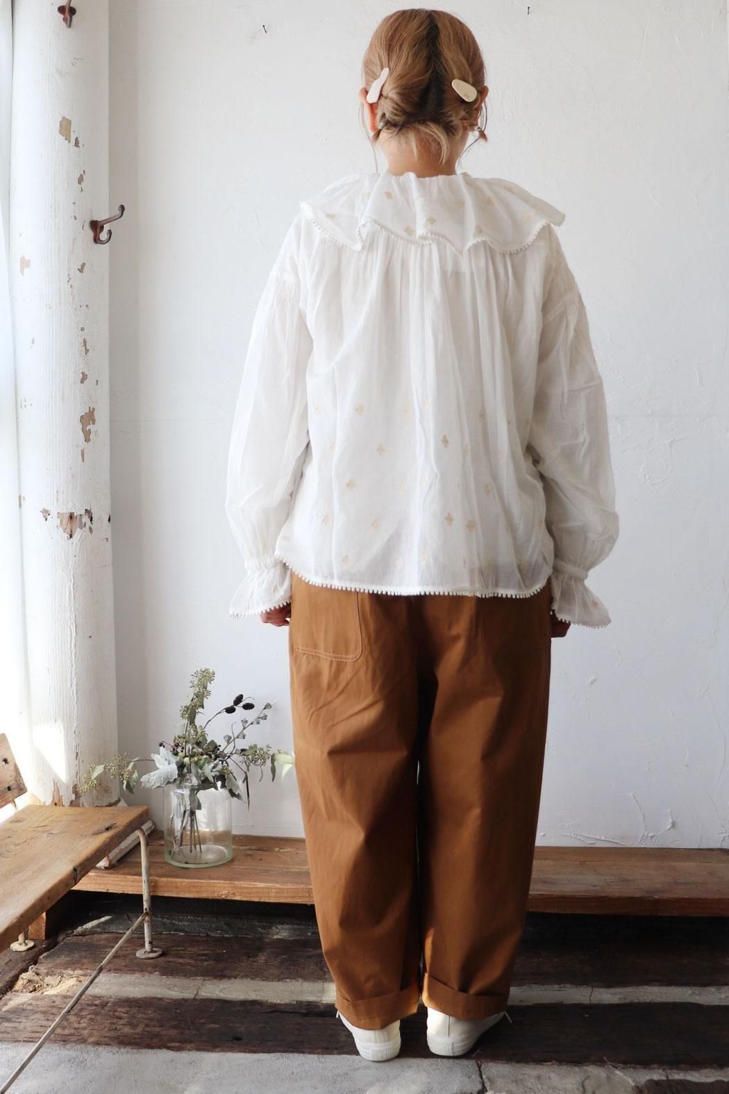 tumugu:｜ツムグ】カディコットン刺繍 ブラウス｜ふんわり軽やかインド