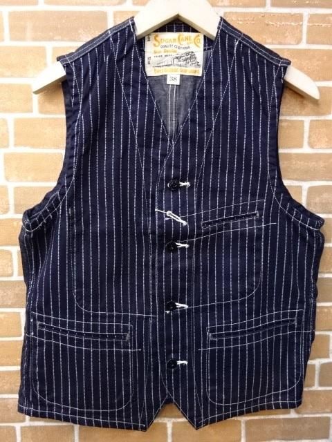 シュガーケーン ウォバッシュストライプ ワークベスト SC12654-421
