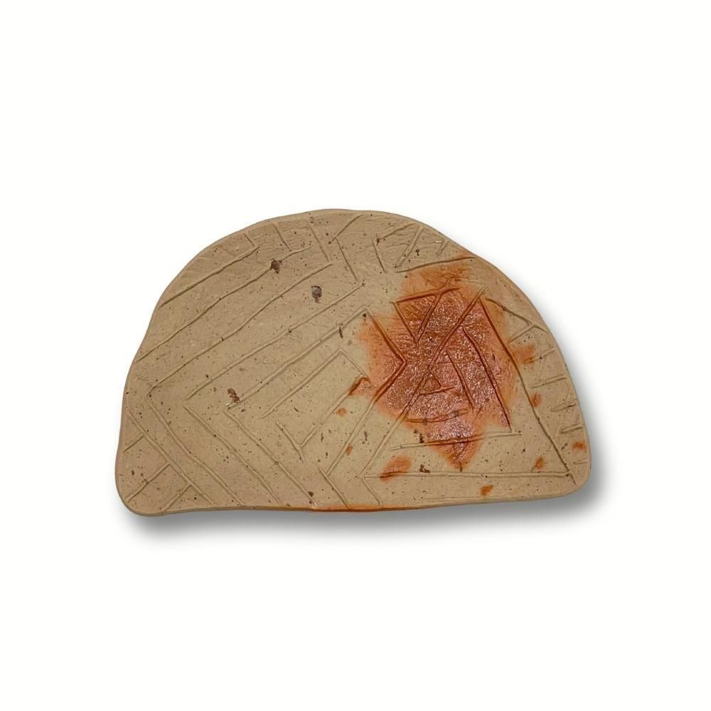 再々お値下げ 備前焼㊱ タタキ大四 方皿 ゴマ 緋襷 丁斎作 再々お