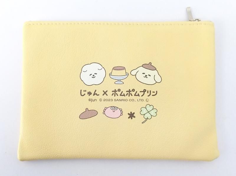 じゅん x ポムポムプリン 合皮フラットポーチ 【FEWMANY x SANRIO