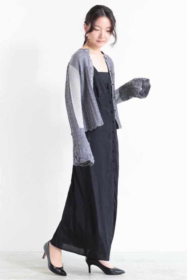 Mame Kurogouchi(マメ) Floral Jacquard Camisole Dress BLACK