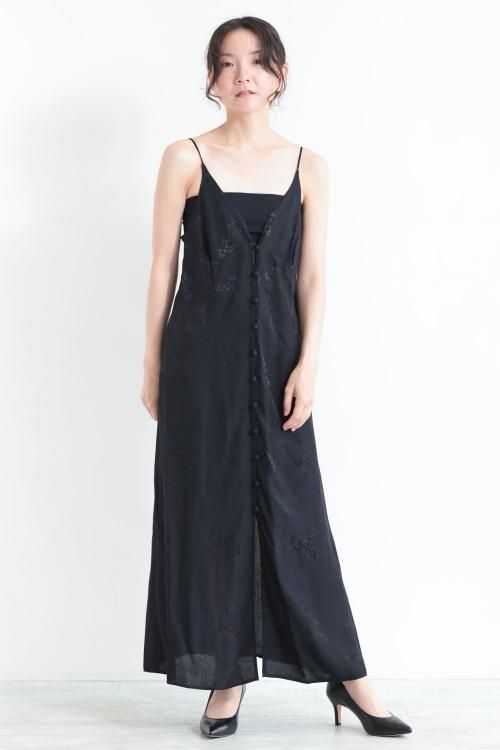 Mame Kurogouchi(マメ) Floral Jacquard Camisole Dress BLACK