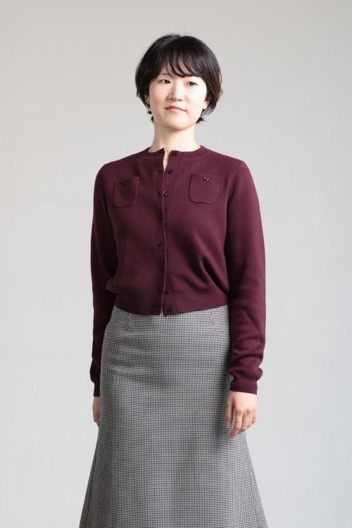 CABaN(キャバン) コットンカシミア クルーネックカーディガン ボルドー