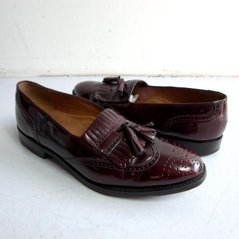 ジョンストン&マーフィー タッセルローファー バーガンディ US8 1/2