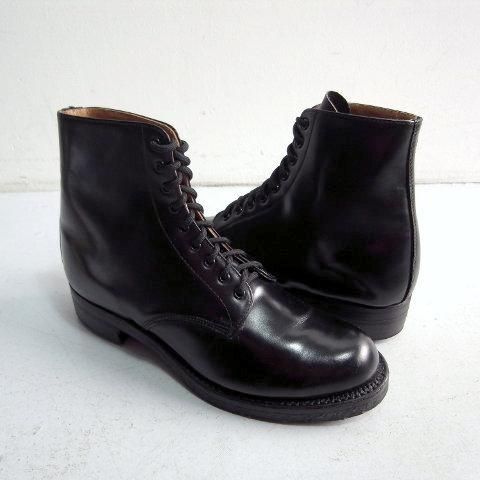 カナダ製 ポリスブーツ プレーントゥ 8 1/2 ブラック [POLICE BOOTS