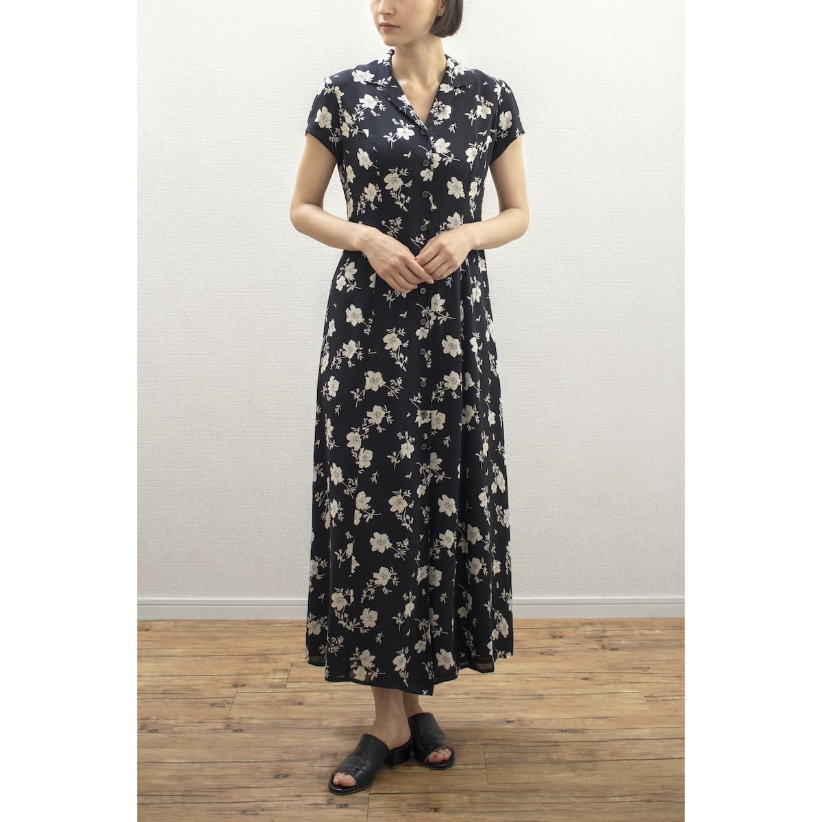 レディース] ラルフローレン シルク 花柄 ワンピース オープンカラー