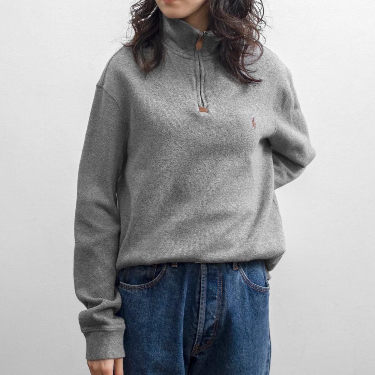 レディース] ラルフローレン ハーフジップトップス グレー [Ralph Lauren]