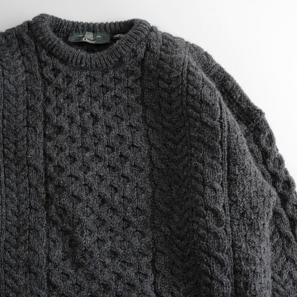 90's アイルランド製 オービス フィッシャーマンセーター グレー