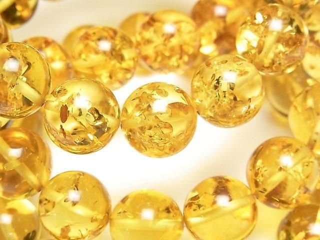 動画】バルティックアンバー(琥珀) ラウンド12mm ライトカラー 1連