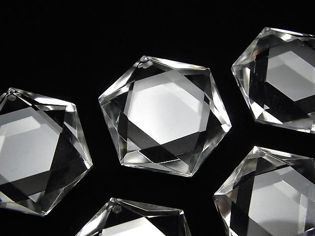 クリスタル（天然水晶） 穴あき六芒星カット 1個｜天然石ビーズの卸