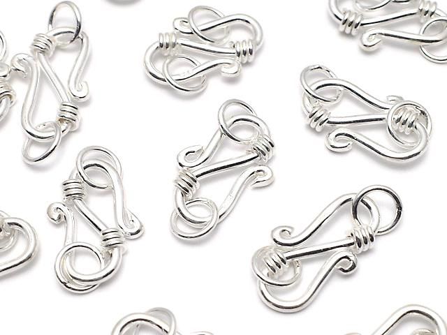 Silver925 丸カン付きS字フック15.5×6mm ホワイトシルバー 1個