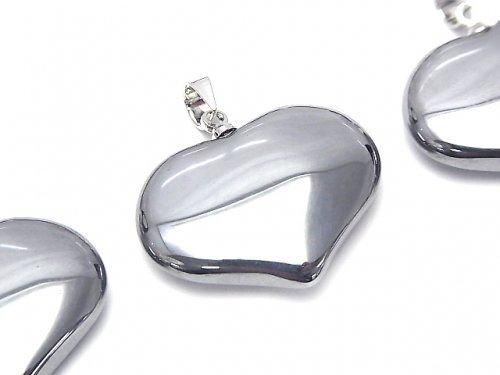 高純度テラヘルツ鉱石 ハート型ペンダントトップ25×19mm 1個｜天然石