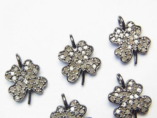 ダイヤモンド 四つ葉のクローバー チャーム 11×10×1.5mm Silver925製