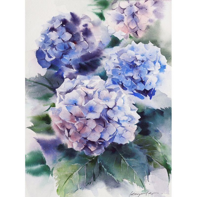 大久保佳代子 「紫陽花」 水彩6号大（40×30cm） - 一枚の繪オンライン