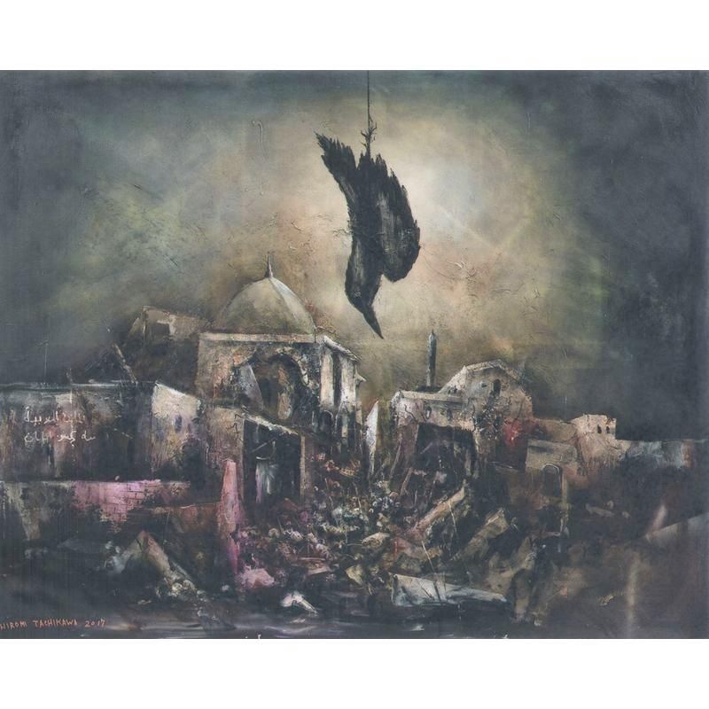 真作 立川広己「広告のある壁」油彩 自由美術協会会員 一枚の絵人気