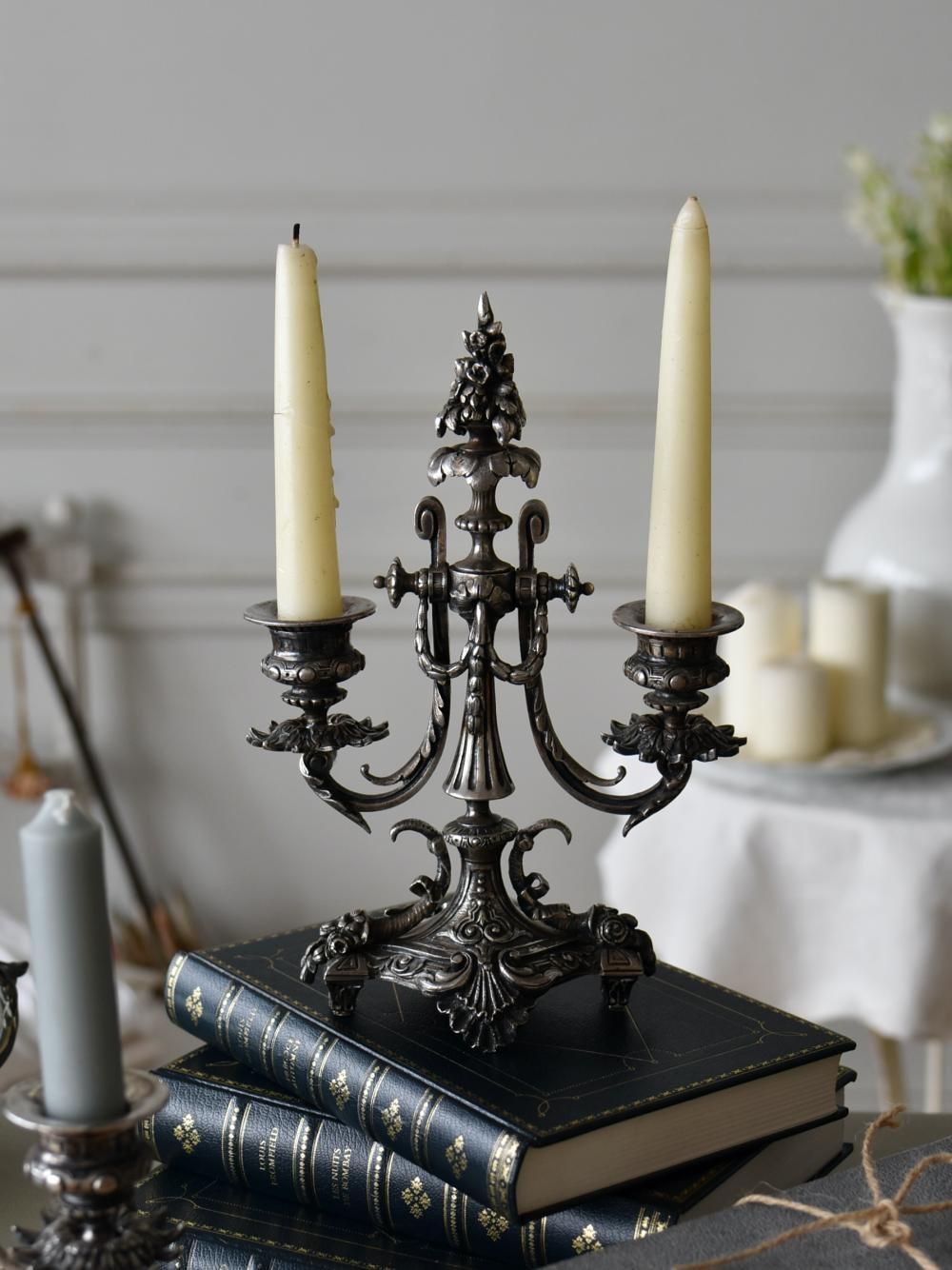 フランスアンティーク雑貨 2灯キャンドルスタンド.B 燭台