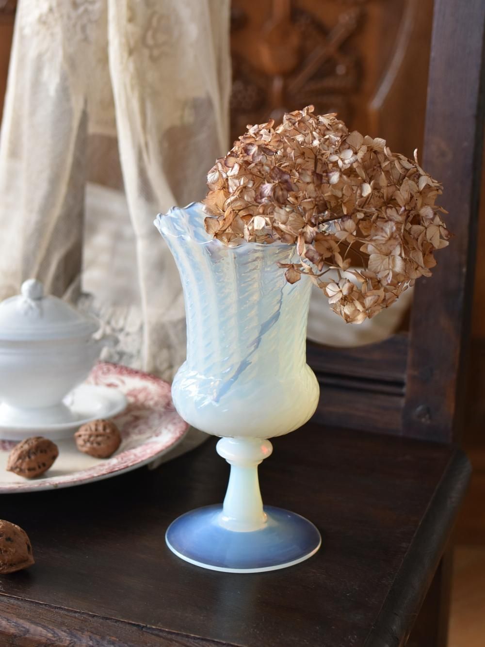 フラワーベース.オパールセント3 フランス雑貨 ガラス 花器 ミディ