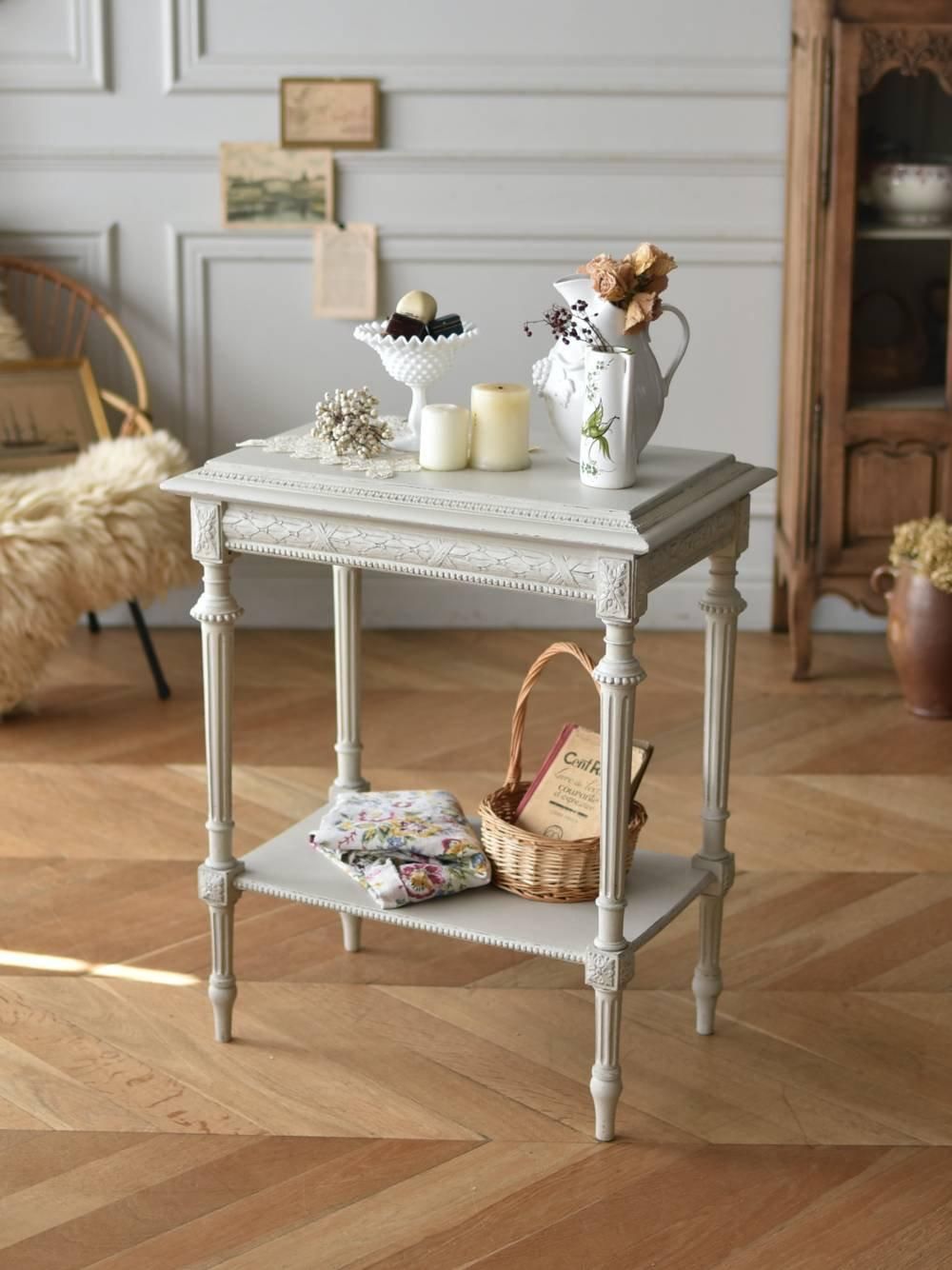 フランスアンティークリペイントクラシックスタイル ホワイトサイド