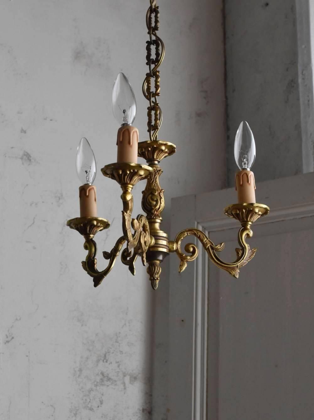 3灯シャンデリア.20 フランスアンティークインテリア アンティーク照明