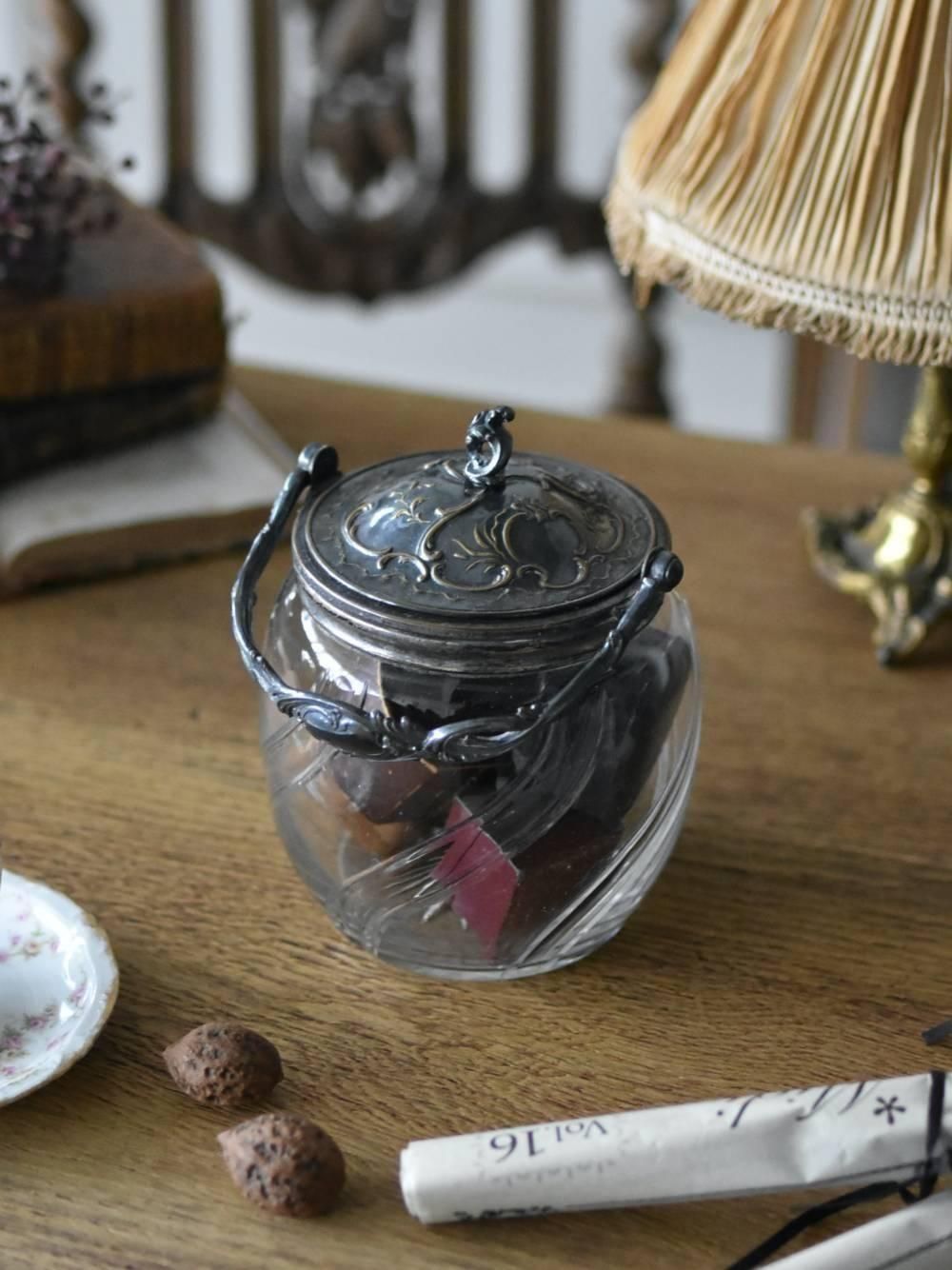 ビスケットジャー.7 フランスアンティーク雑貨 ガラス小物入れ