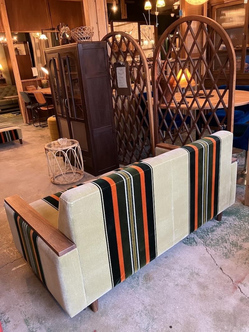 当店限定！昭和レトロストライプソファ レトロ家具、レトロインテリア