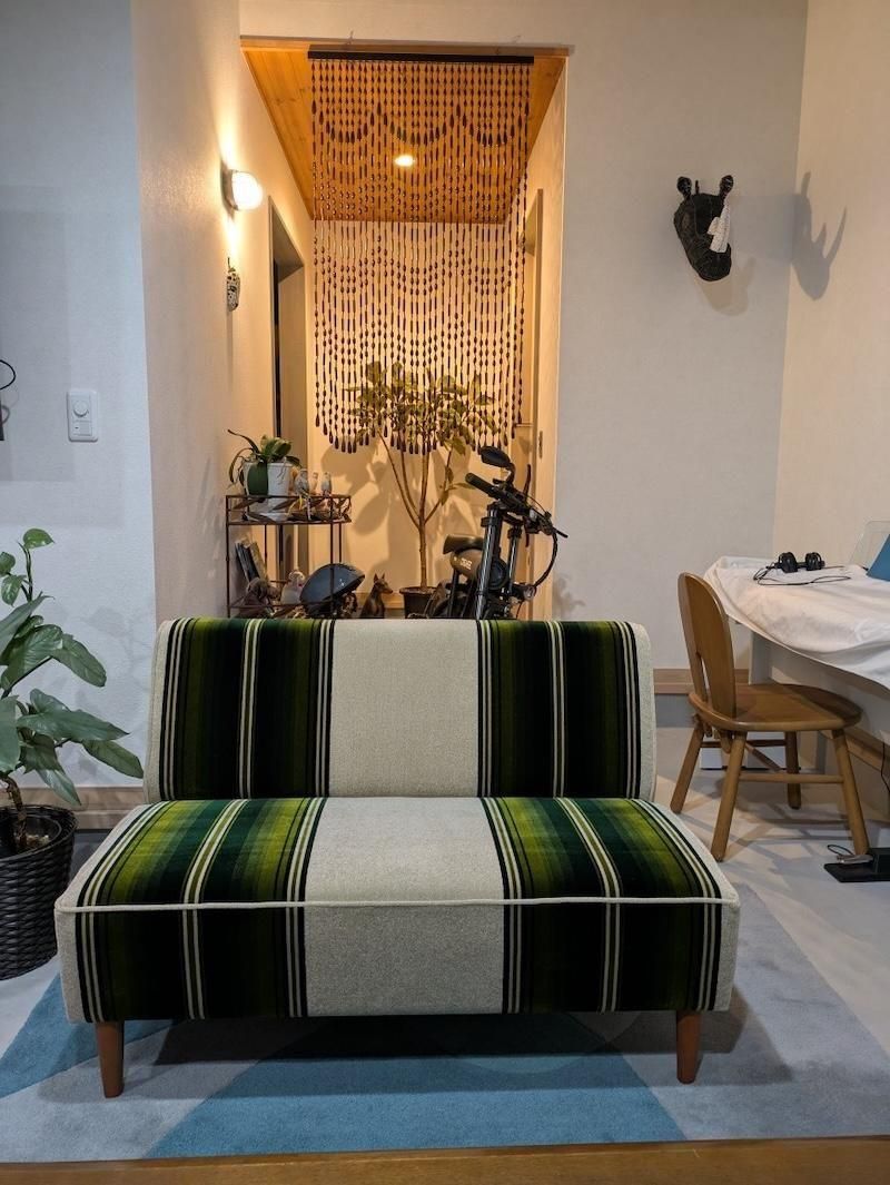 昭和レトロストライプソファ | アームなし - 昭和レトロソファ・レトロ