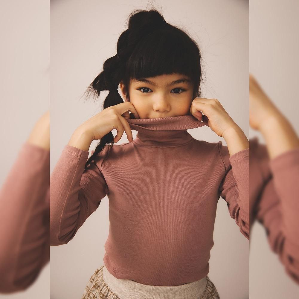 Soor Ploom キッズタートルネック / Long Sleeve Snap Turtleneck
