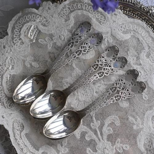 米国／Alvin】純銀 スターリングシルバー／ティースプーン 2本「朝顔