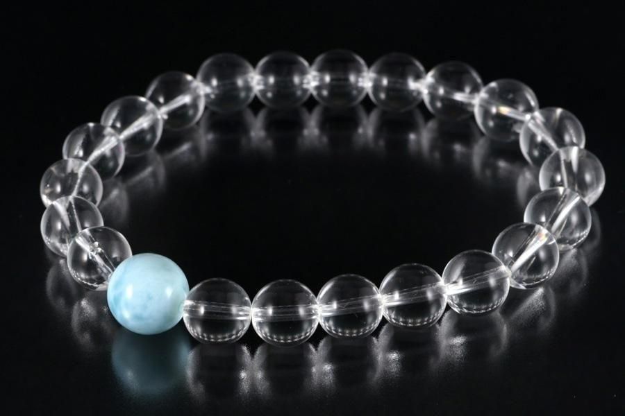 ラリマー入り水晶8mm玉 ブレスレット｜天然石 通販 キラリ石