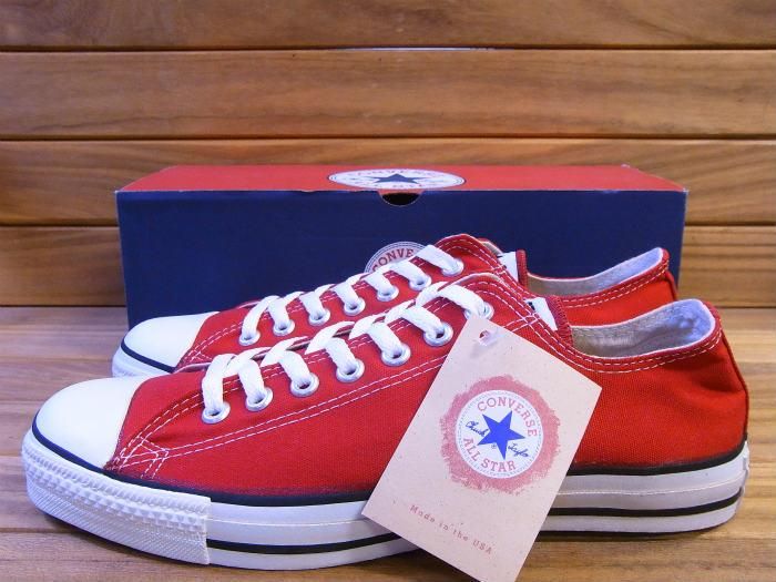 コンバース,90s,USA製,オールスター,OX,RED キャンバス,9.5インチ,箱