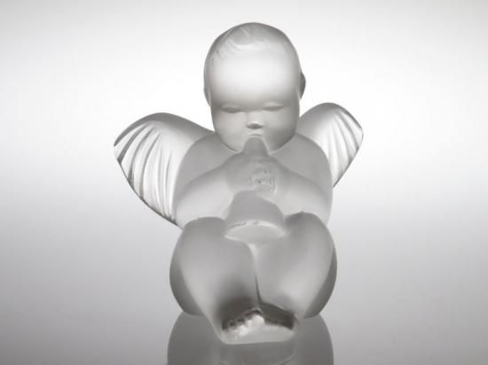 ラリック フィギュリン ○ 天使 笛吹き 子供 クリスタル フロステッド