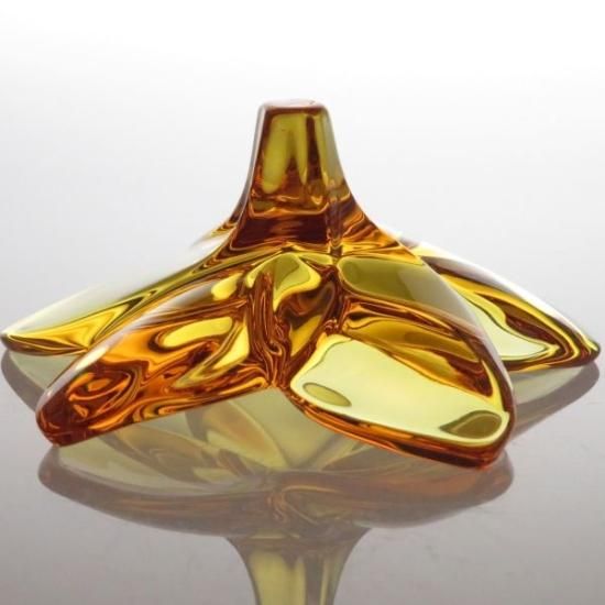 バカラ 置物 ○ ブルーム オレンジ 花 クリスタル フラワー