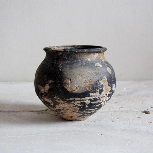 壷□かなり古い越前焼き船壷 素焼き 古壺 花瓶 花器 置物 時代物 骨董