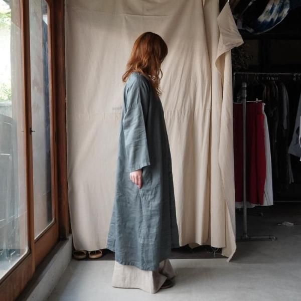 MITTAN】OP-13DC ラミーシルクワンピース（草木濃染） / 藍×鬱金×墨